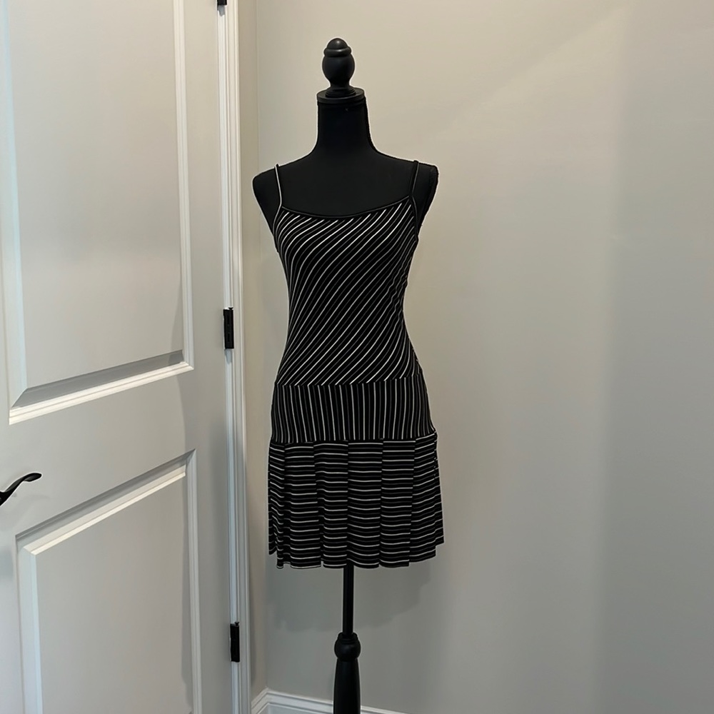 Black and white striped dress